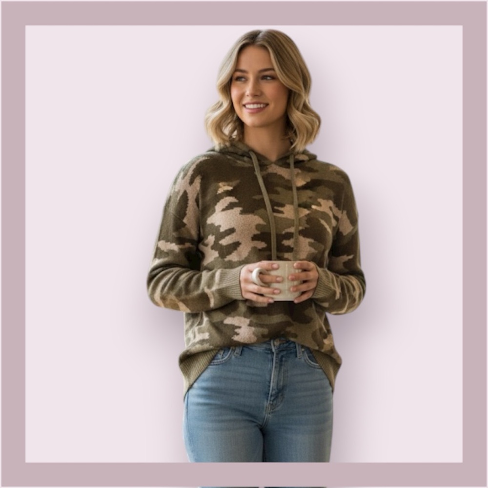 Rachel Zoe Camo Pullover Sweater Hoodie